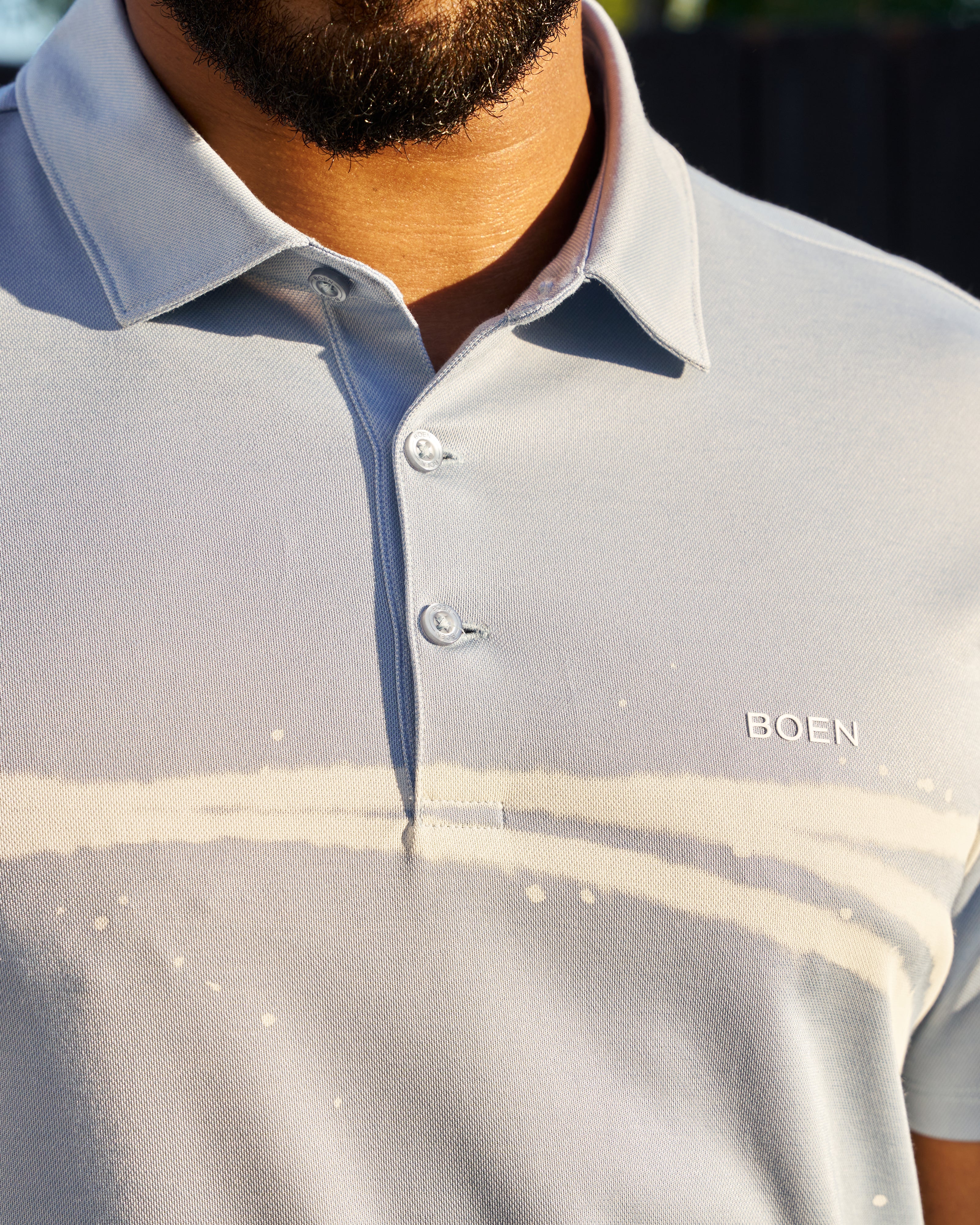 Offset Bleach Stripe Polo