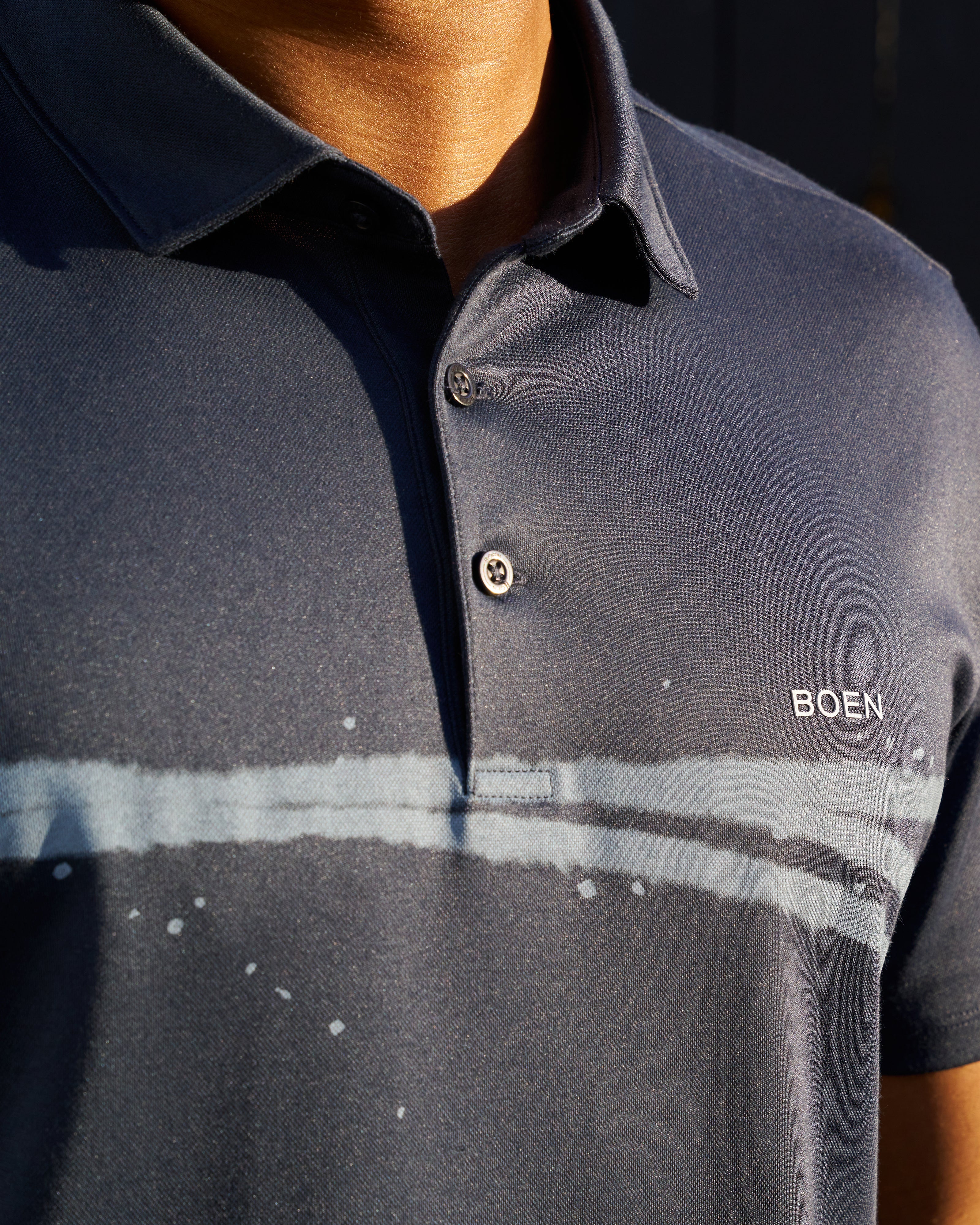 Offset Bleach Stripe Polo