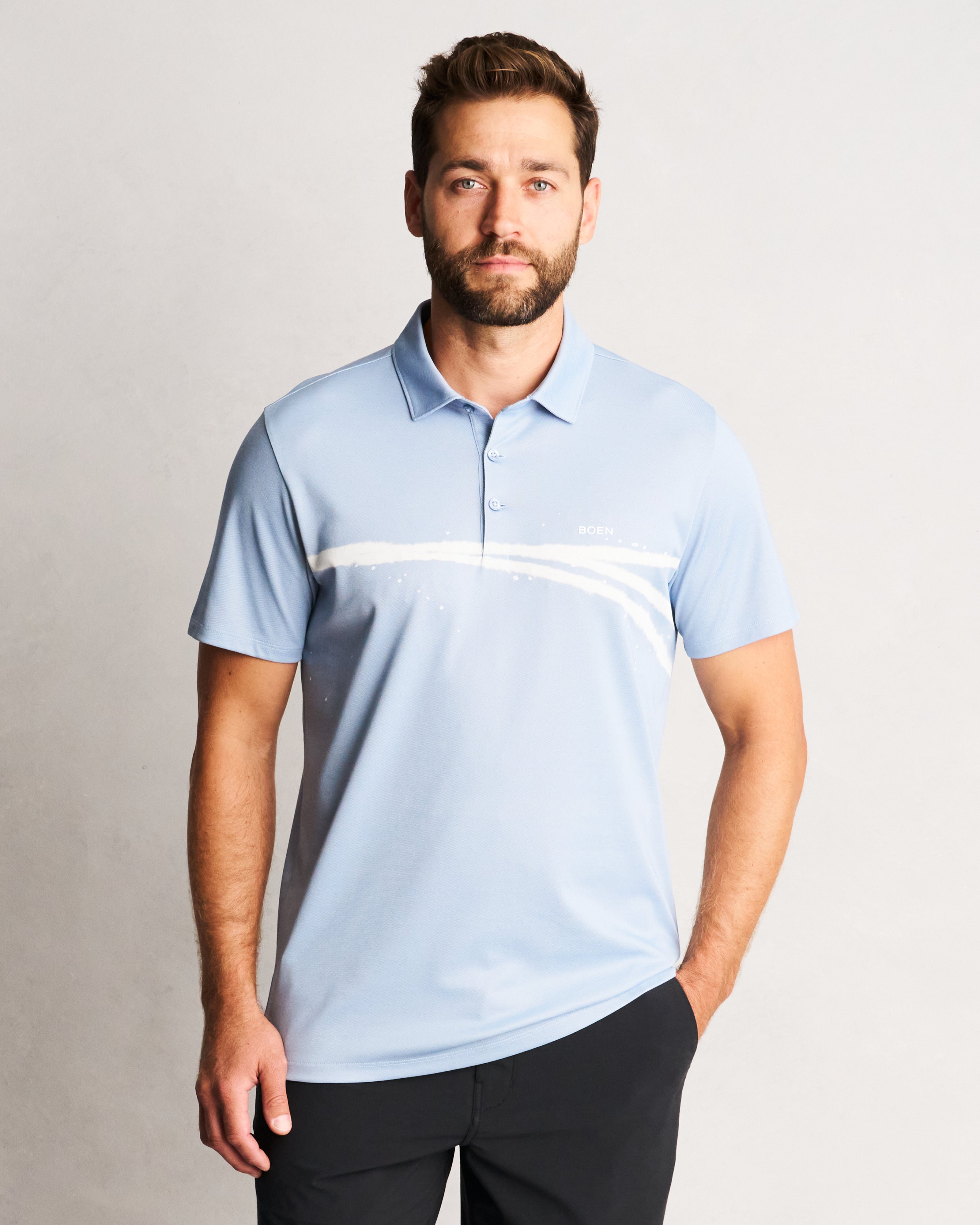 Offset Bleach Stripe Polo