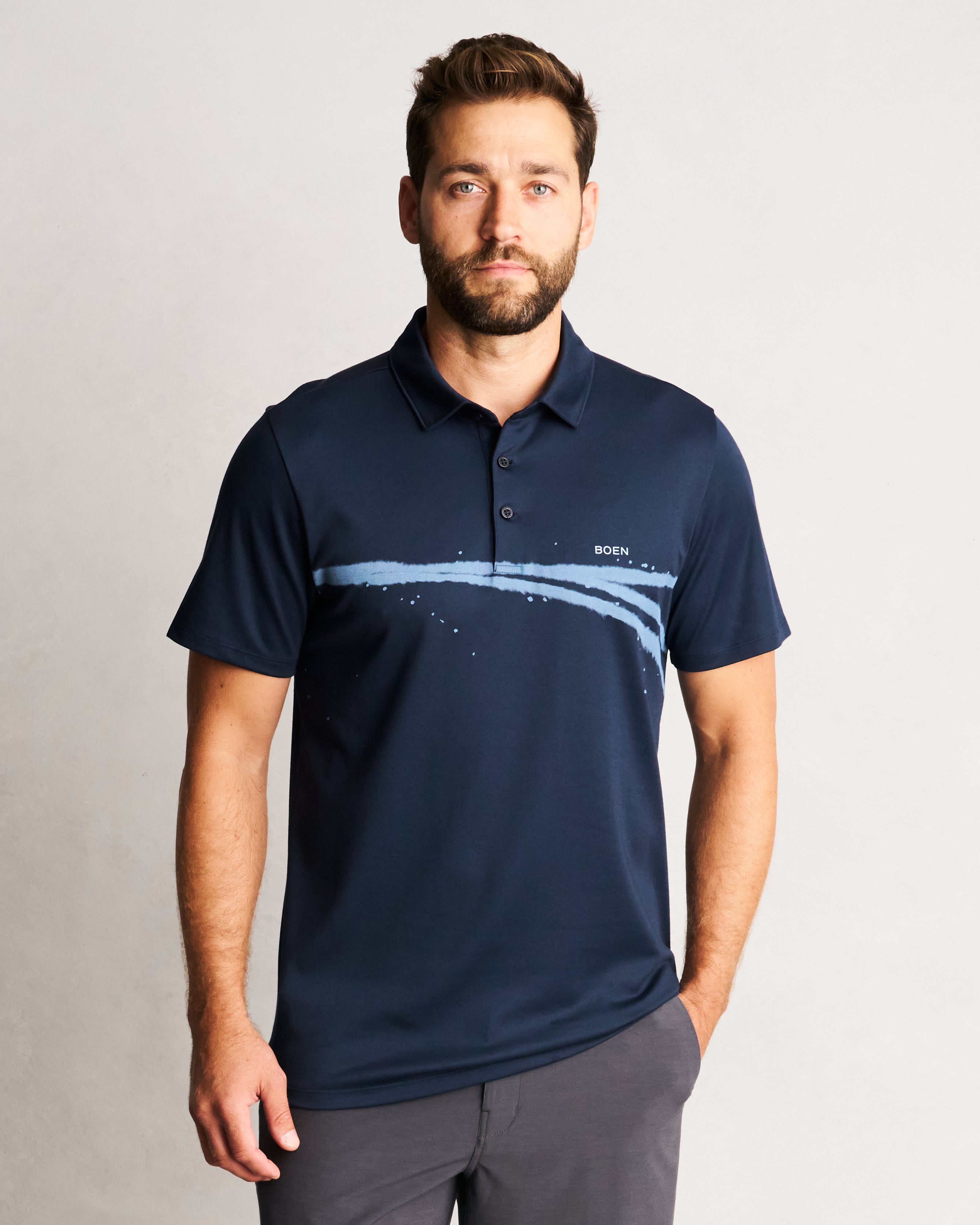 Offset Bleach Stripe Polo